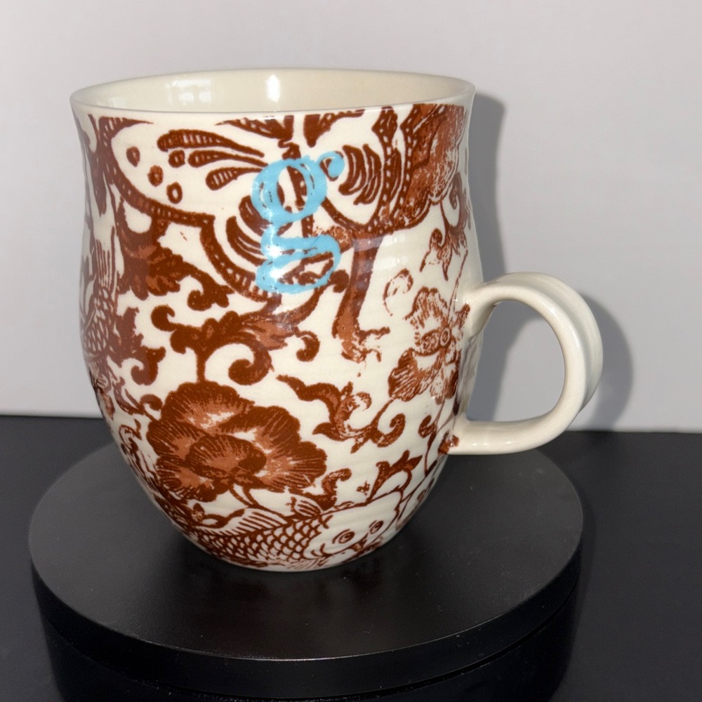 Anthropologie G Monogram Floral Mug